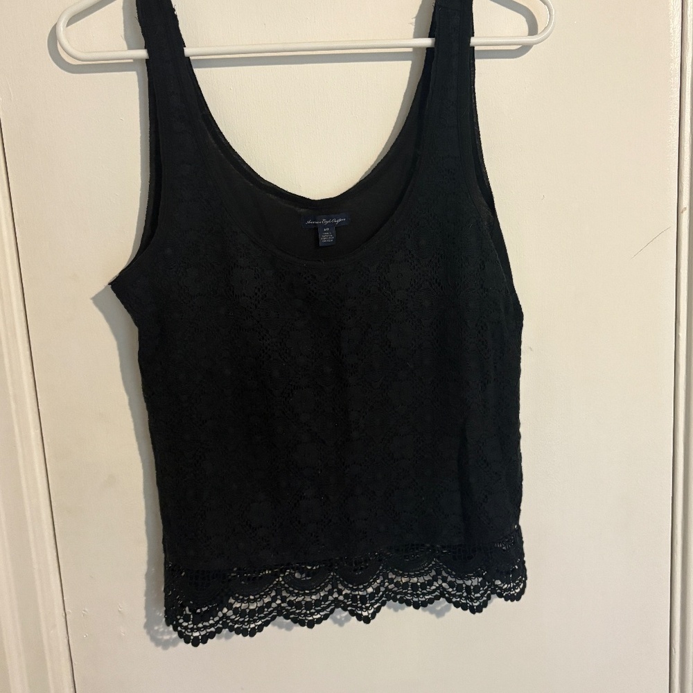 American Eagle Black Lace Tank Sleeveless Top